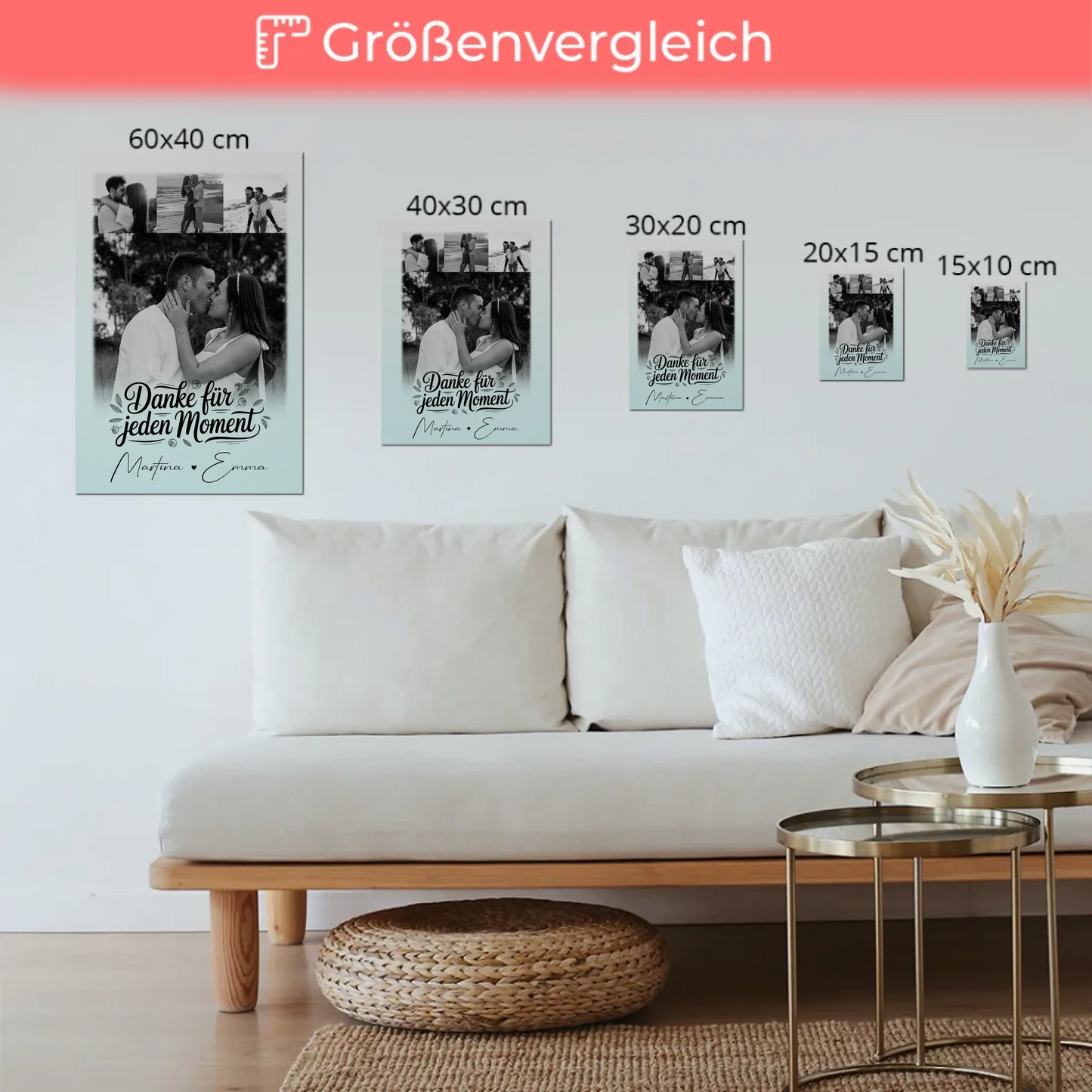 Personalisierte Fotoboard Magnet Poster mit 4 Fotos – Individuelle Wanddekorationen für dein Zuhause