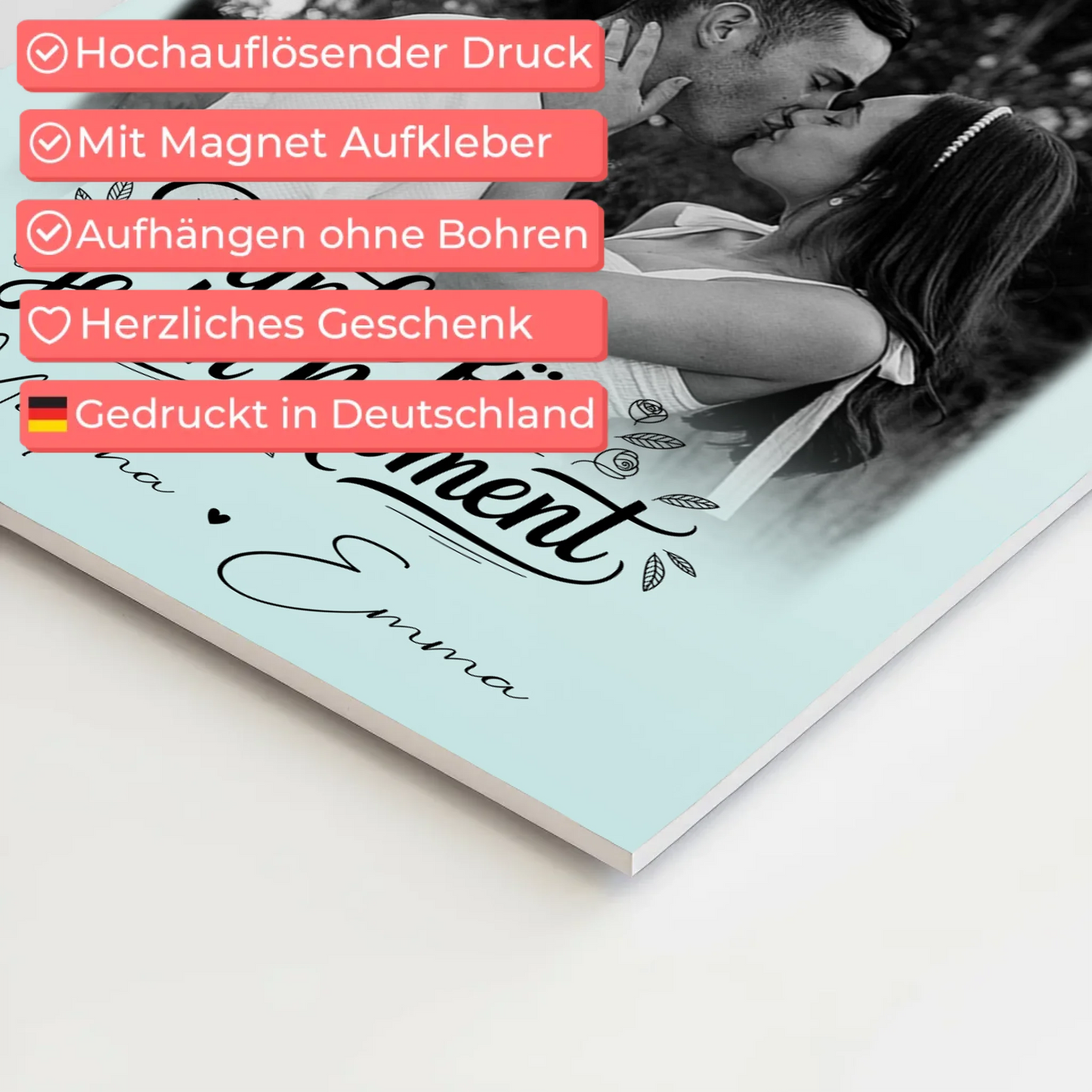 Personalisierte Fotoboard Magnet Poster mit 4 Fotos – Individuelle Wanddekorationen für dein Zuhause