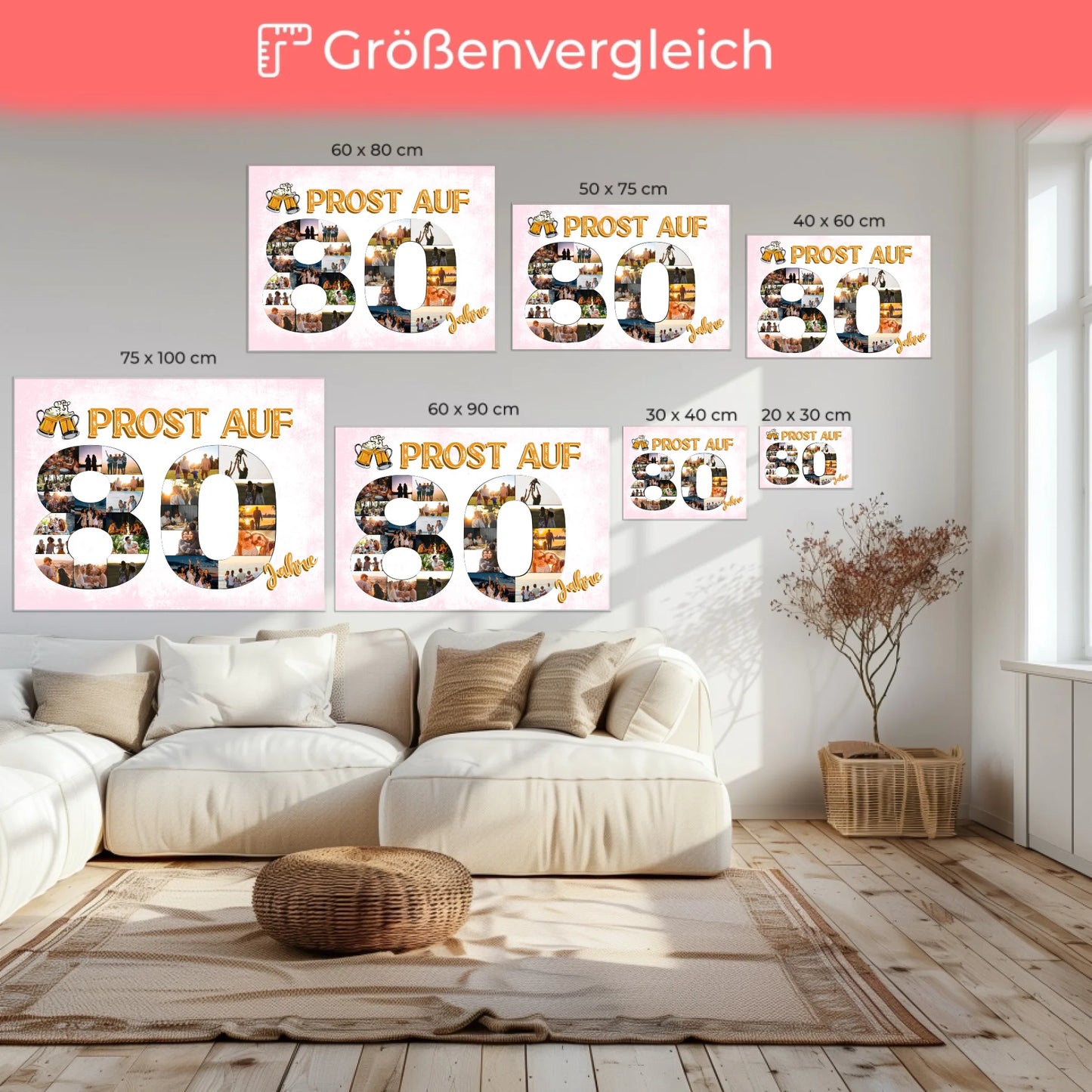 Leinwand Geschenk personalisiert Prost Auf 80 Geburtstag Für Männer Bier