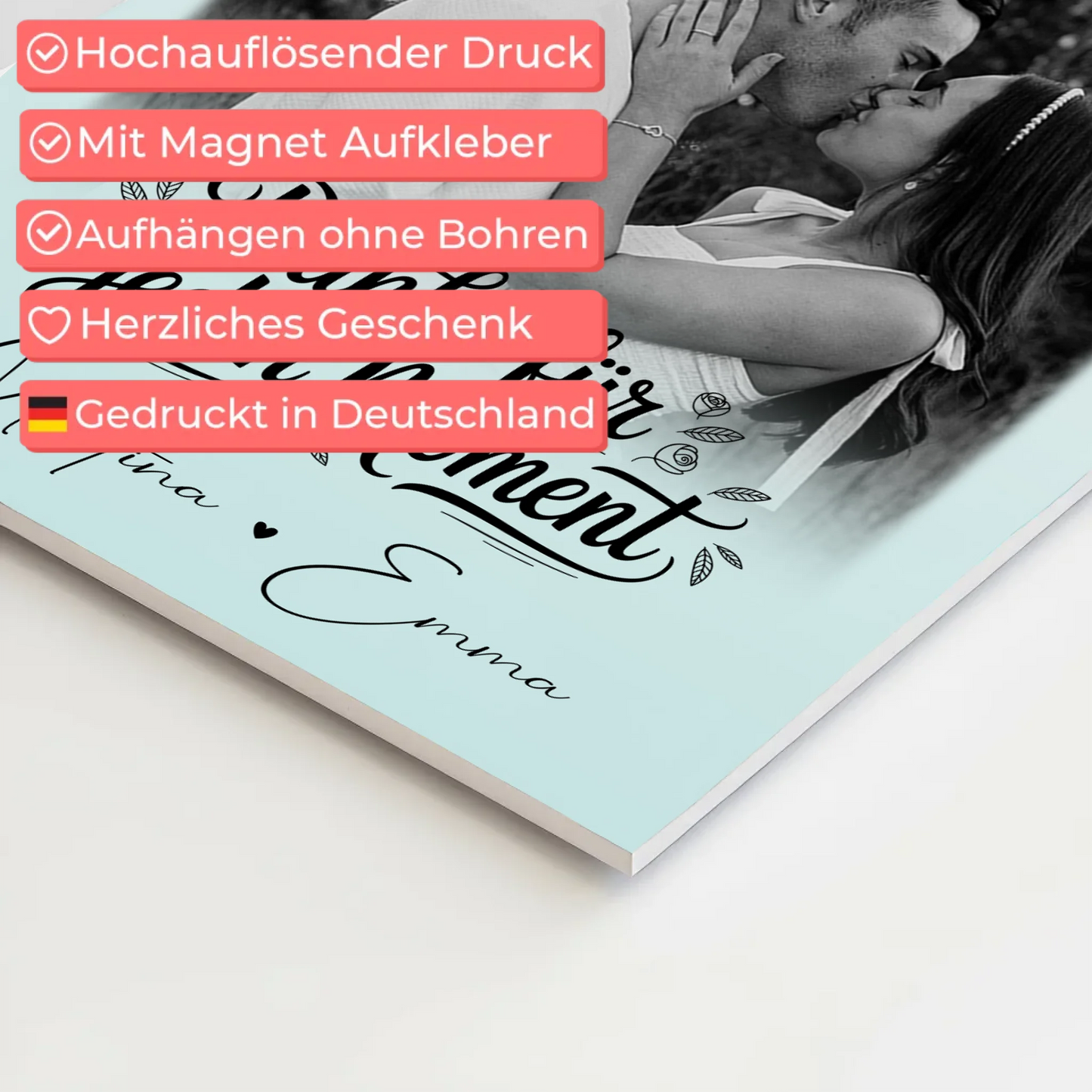 Personalisierte Fotoboard Magnet Poster mit 4 Fotos – Individuelle Wanddekorationen für dein Zuhause