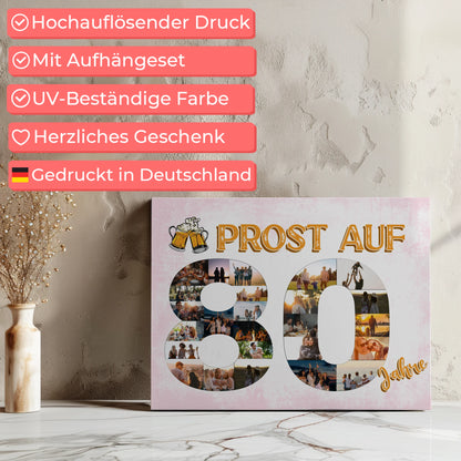 Leinwand Geschenk personalisiert Prost Auf 80 Geburtstag Für Männer Bier