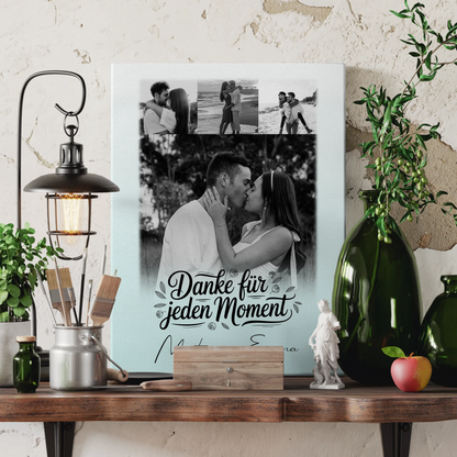 Personalisierte Leinwandbild Paar mit 4 Fotos – Individuelles Geschenk für Verliebte