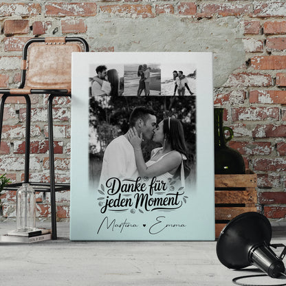 Personalisierte Leinwandbild Paar mit 4 Fotos – Individuelles Geschenk für Verliebte