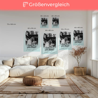 Personalisierte Leinwandbild Paar mit 4 Fotos – Individuelles Geschenk für Verliebte
