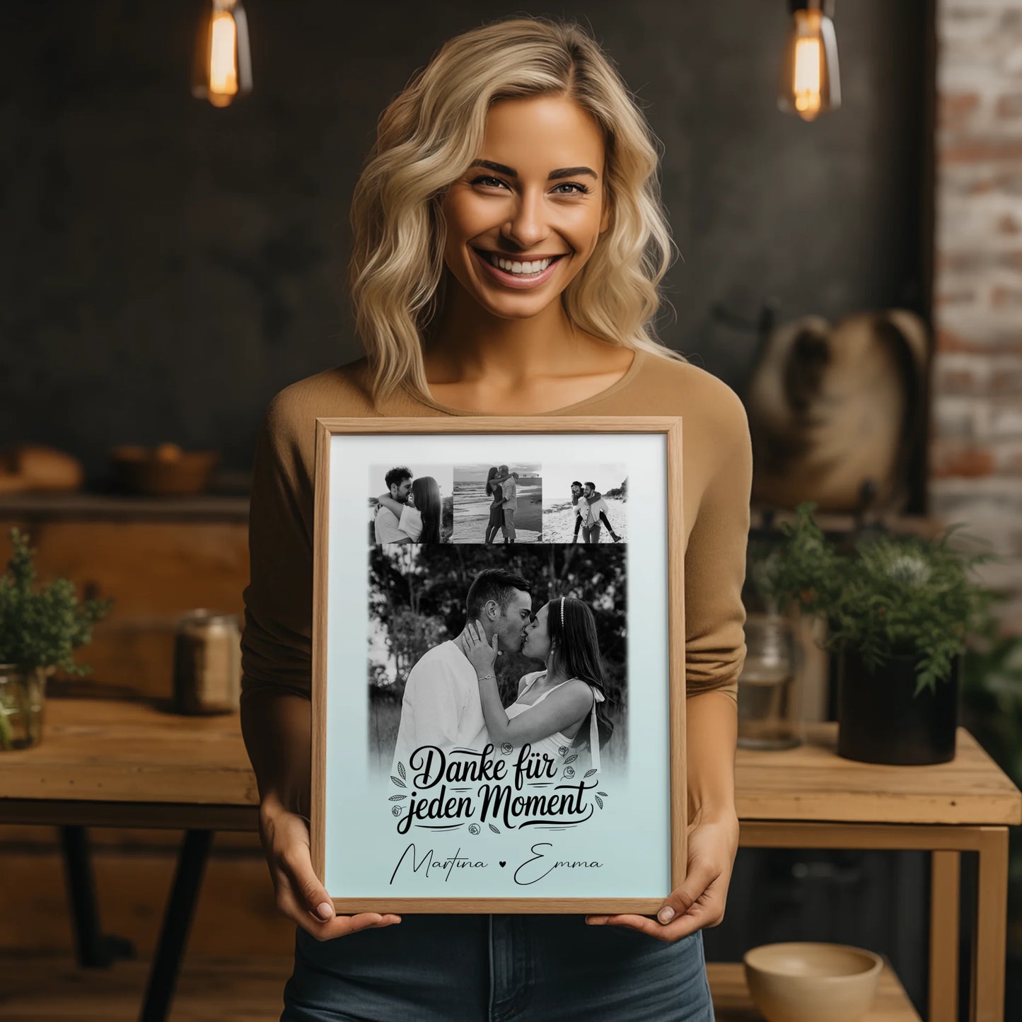 Poster Personalisiert Liebe mit 4 Fotos als romantisches Geschenk für Paare Jahrestag