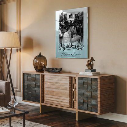 Personalisierte Fotogeschenke mit Acrylglas 4 Fotos und Herz Jag älskar dig