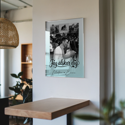 Personalisierte Fotogeschenke mit Acrylglas 4 Fotos und Herz Jag älskar dig