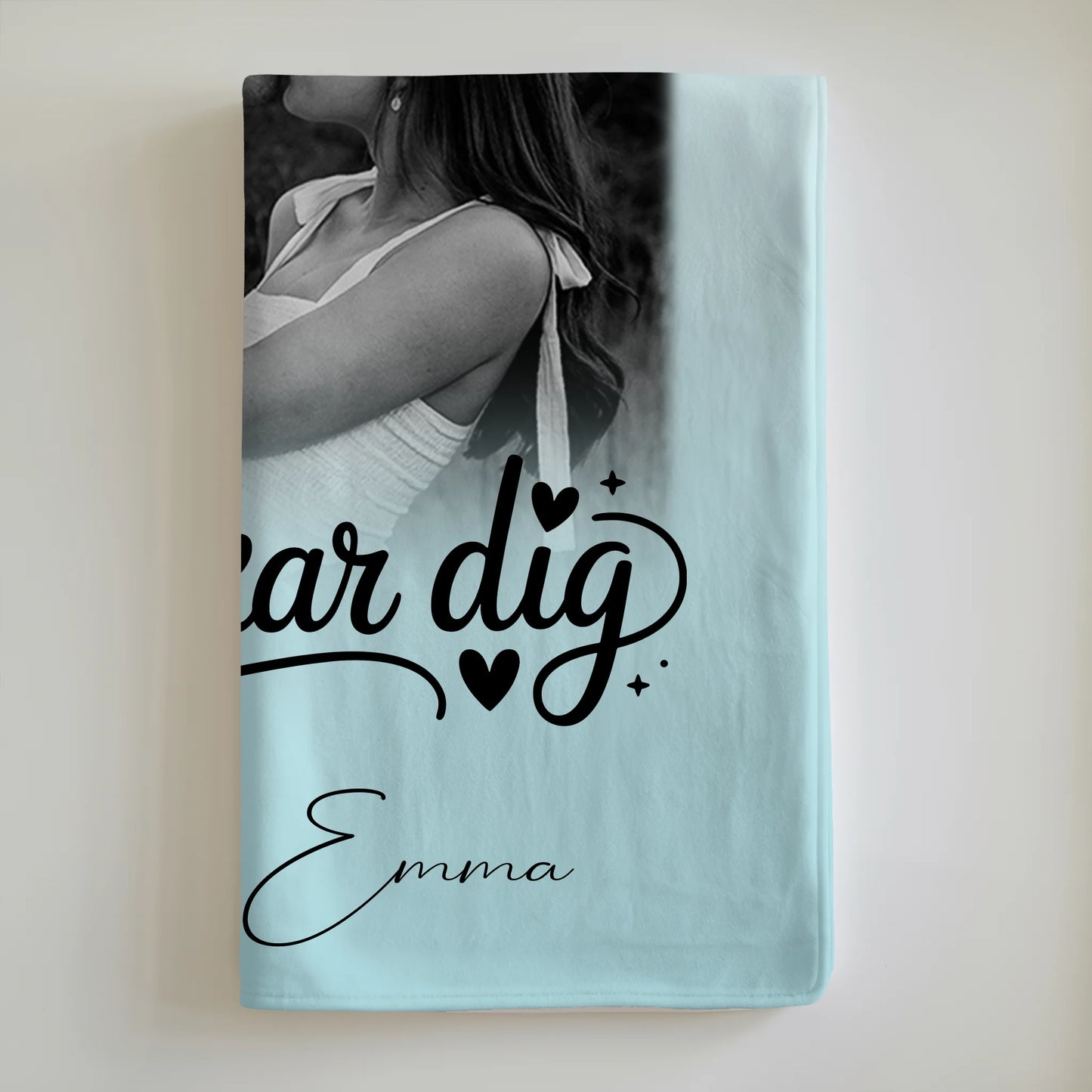 Personalisierte Namensdecke mit 4 Fotos und Herz – Jag älskar dig Liebe auf Schwedisch 6