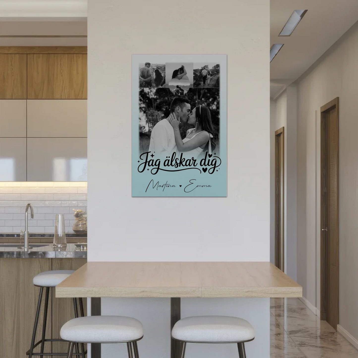 Magnetposter Fotoboard mit 4 Fotos und kleinem Herz – Jag als älskar dig Liebe auf Schwedisch 2