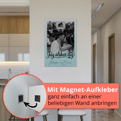 Magnetposter Fotoboard mit 4 Fotos und kleinem Herz – Jag als älskar dig Liebe auf Schwedisch 5