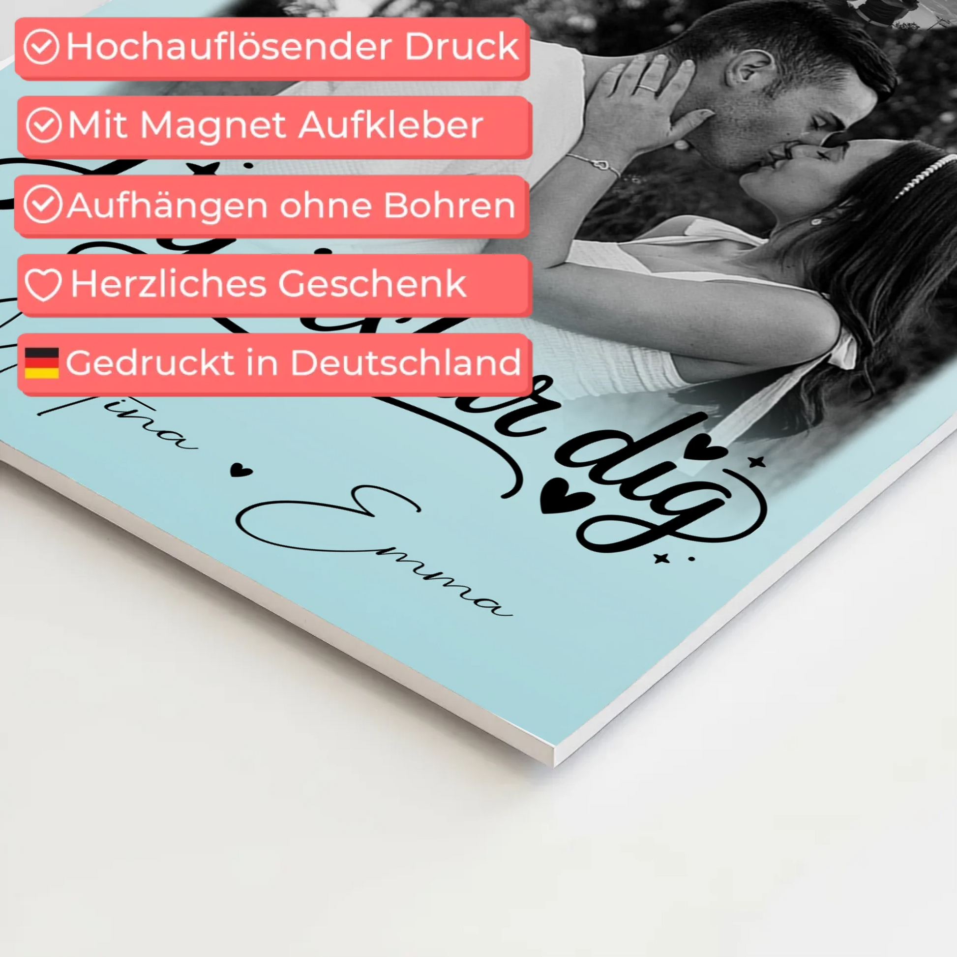 Magnetposter Fotoboard mit 4 Fotos und kleinem Herz – Jag als älskar dig Liebe auf Schwedisch 4