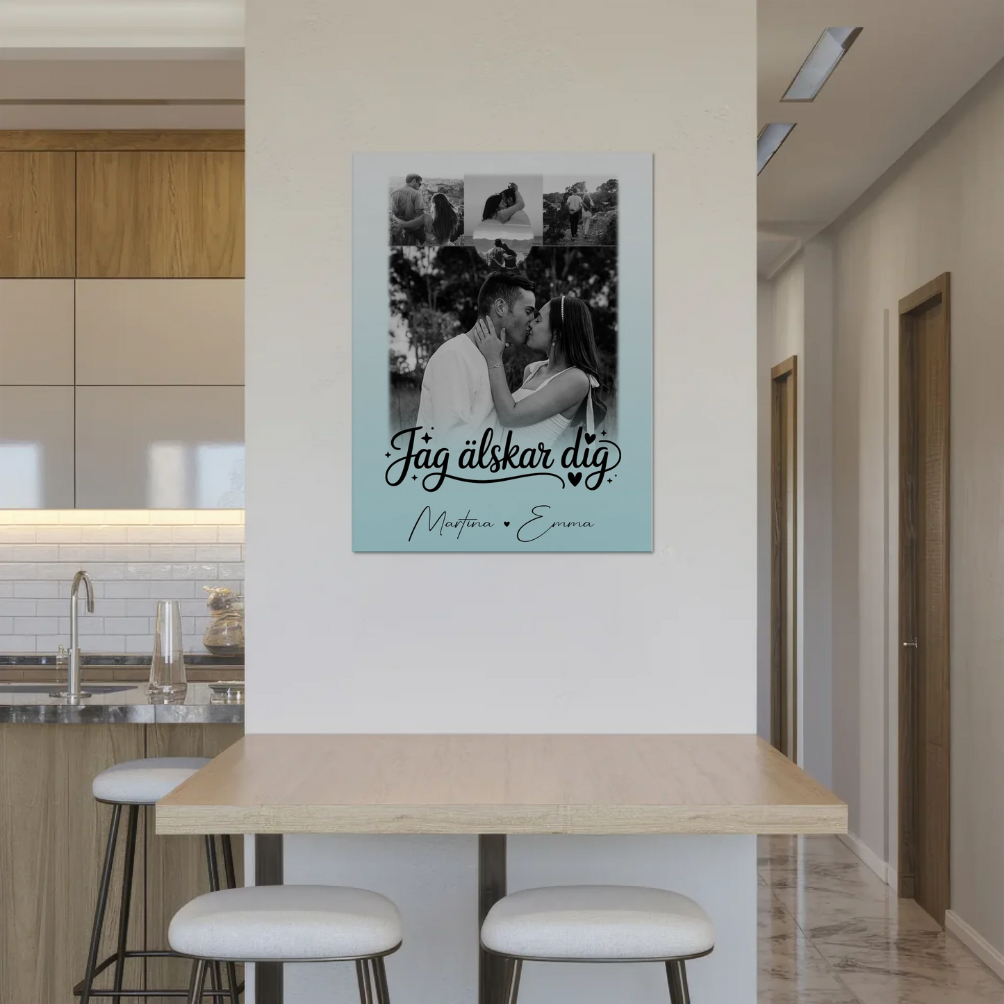 Magnetposter Fotoboard mit 4 Fotos und kleinem Herz – Jag als älskar dig Liebe auf Schwedisch 8