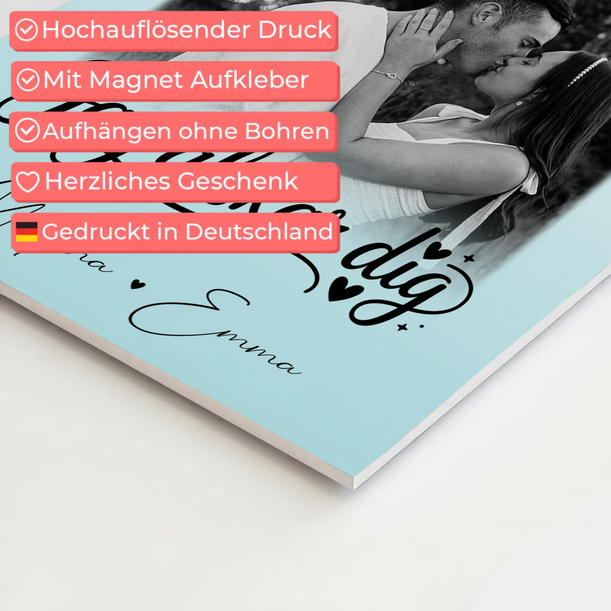 Magnetposter Fotoboard mit 4 Fotos und kleinem Herz – Jag als älskar dig Liebe auf Schwedisch 10