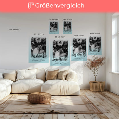 Personalisierte Leinwand Paare mit 4 Fotos und Herz Foto Jag Alsker Dig Liebe auf Schwedisch