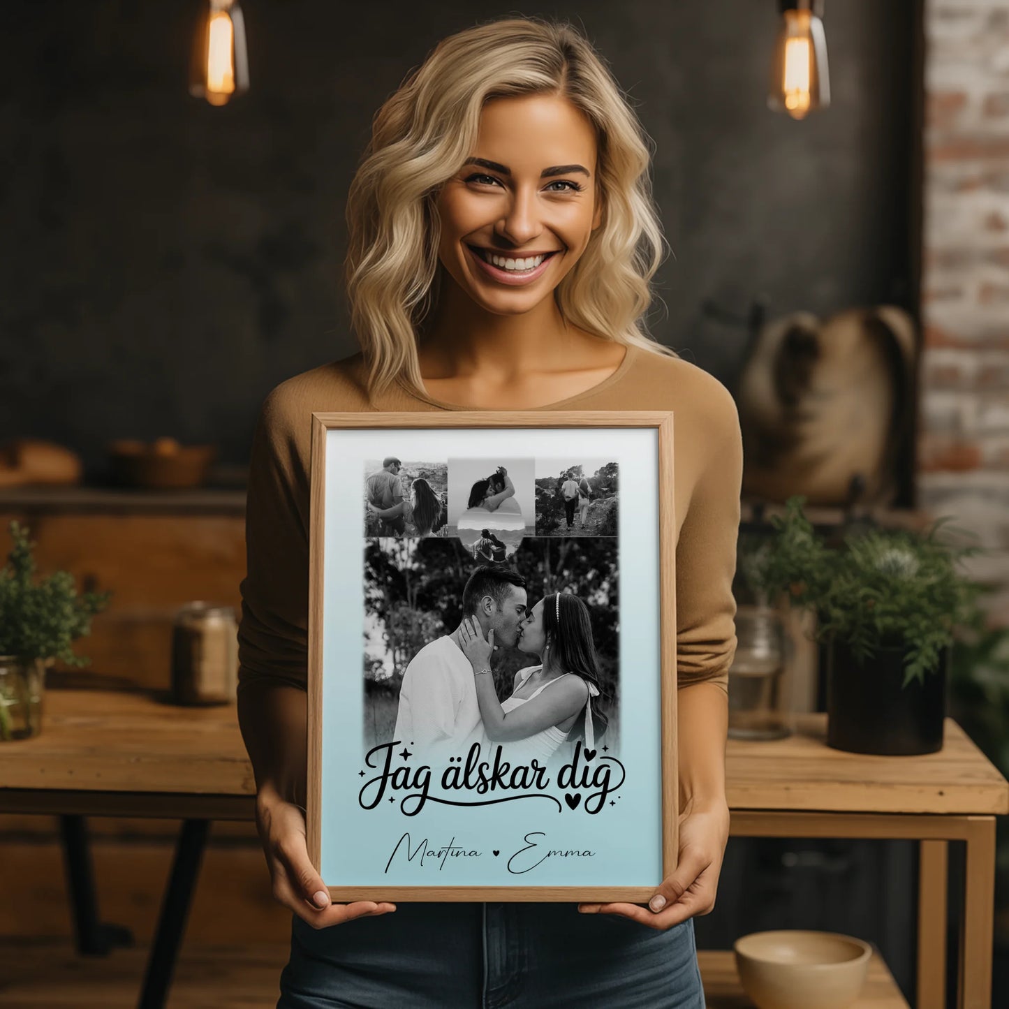 Poster Personalisiert Liebe mit 4 Fotos und Herzfoto Jag älskar dig