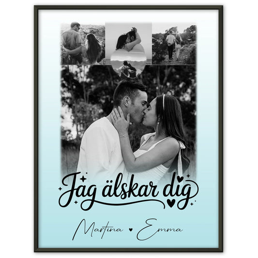 Poster Personalisiert Liebe mit 4 Fotos und Herzfoto Jag älskar dig