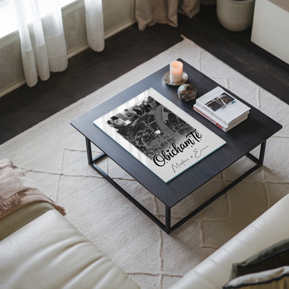 Personalisiertes Foto Acrylglas mit 4 Fotos und Karte Obicham te Liebe auf Bulgarisch