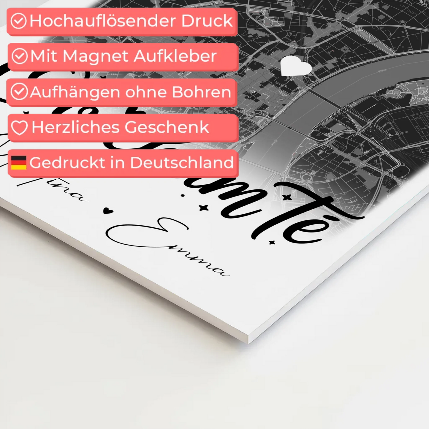 Personalisiertes Fotoboard Magnet Wandbild mit 4 Fotos und Karte Obicham te Liebe auf Bulgarisch 4