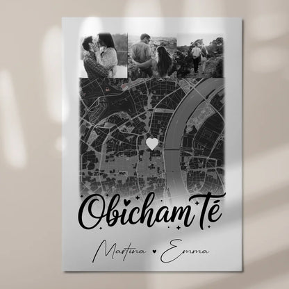 Personalisiertes Fotoboard Magnet Wandbild mit 4 Fotos und Karte Obicham te Liebe auf Bulgarisch 7