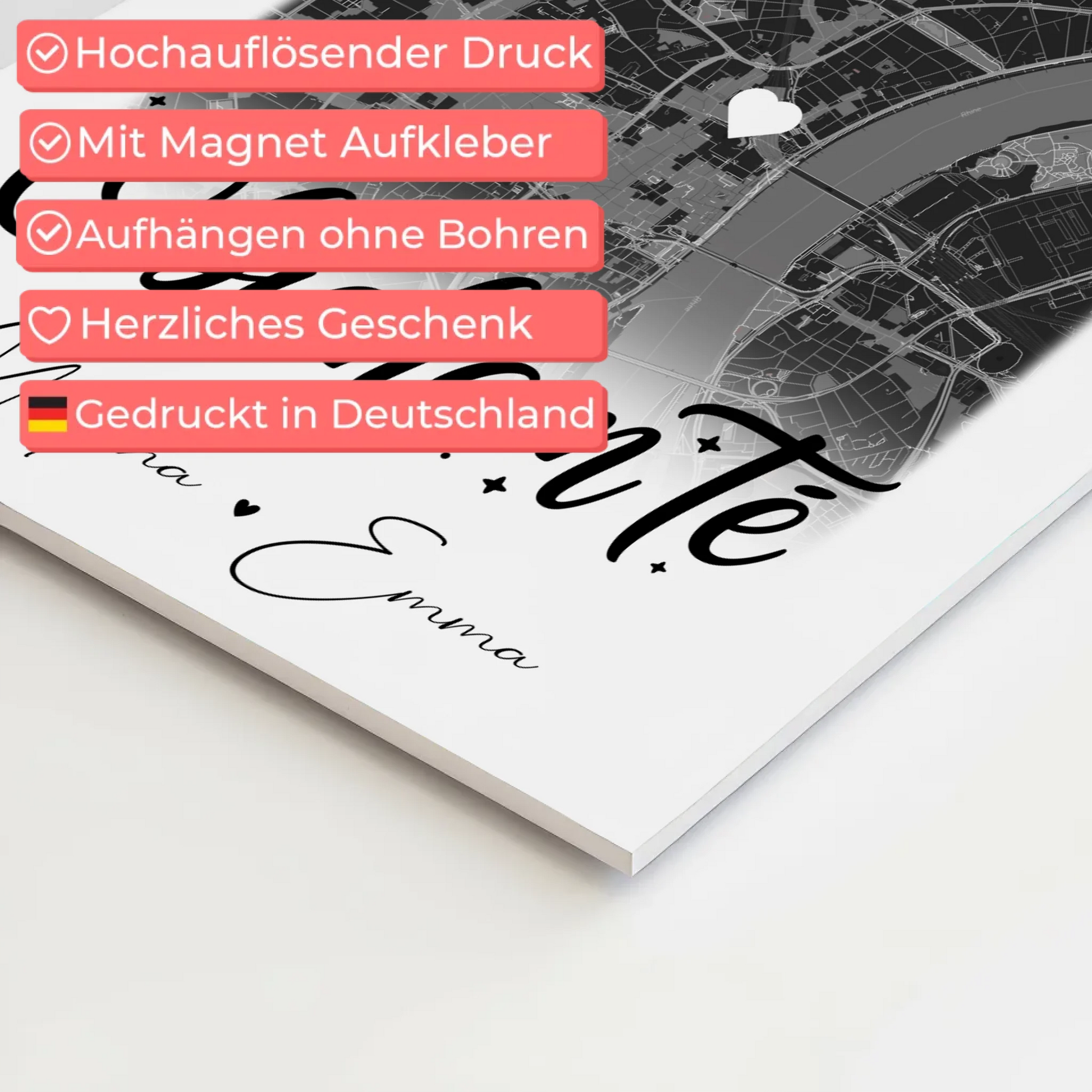 Personalisiertes Fotoboard Magnet Wandbild mit 4 Fotos und Karte Obicham te Liebe auf Bulgarisch 10