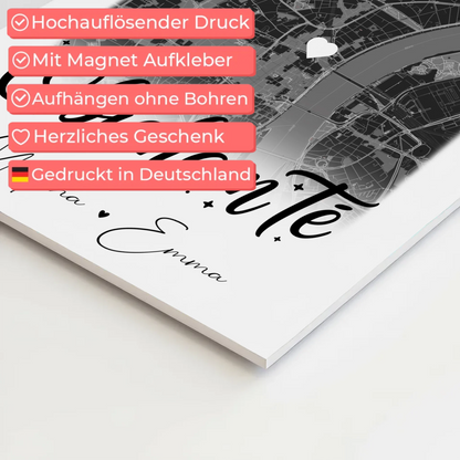 Personalisiertes Fotoboard Magnet Wandbild mit 4 Fotos und Karte Obicham te Liebe auf Bulgarisch 10