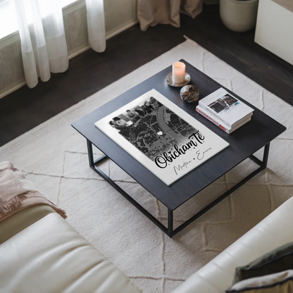 Personalisiertes Fotoboard Magnet Wandbild mit 4 Fotos und Karte Obicham te Liebe auf Bulgarisch