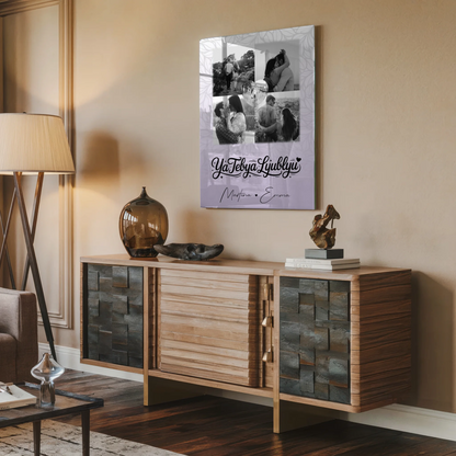 Personalisierte Acrylglas Mit Foto 4 Fotos und 1 Herz Foto Ya tebya lyublyu Liebe auf Russisch
