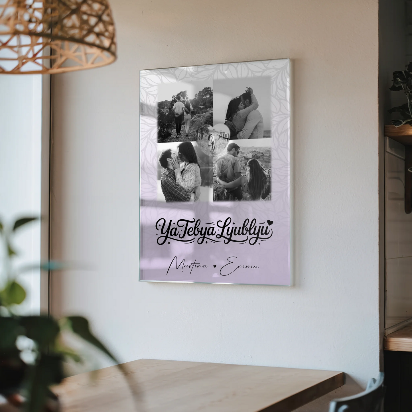 Personalisierte Acrylglas Mit Foto 4 Fotos und 1 Herz Foto Ya tebya lyublyu Liebe auf Russisch