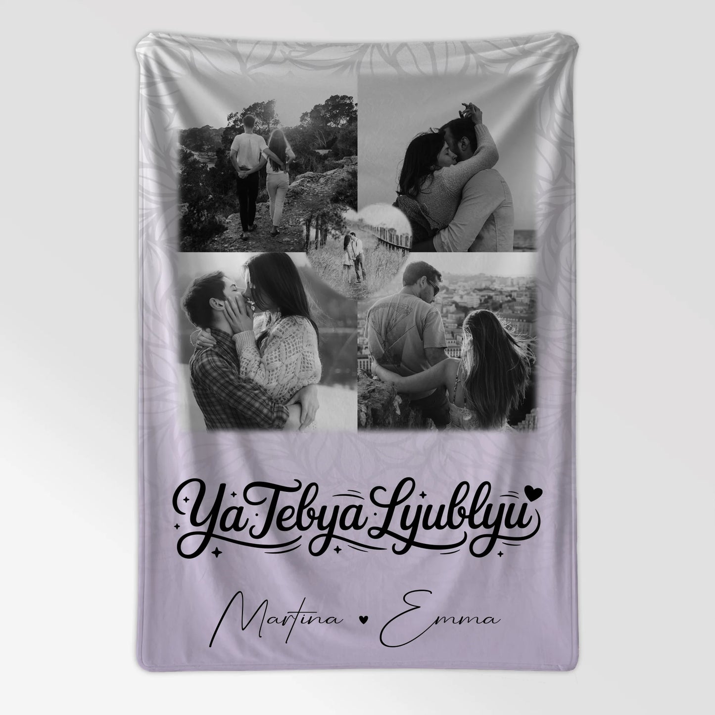 Personalisierte Kuscheldecke Mit Namen 4 Fotos und 1 Herz Foto Ya tebya lyublyu Liebe auf Russisch 7