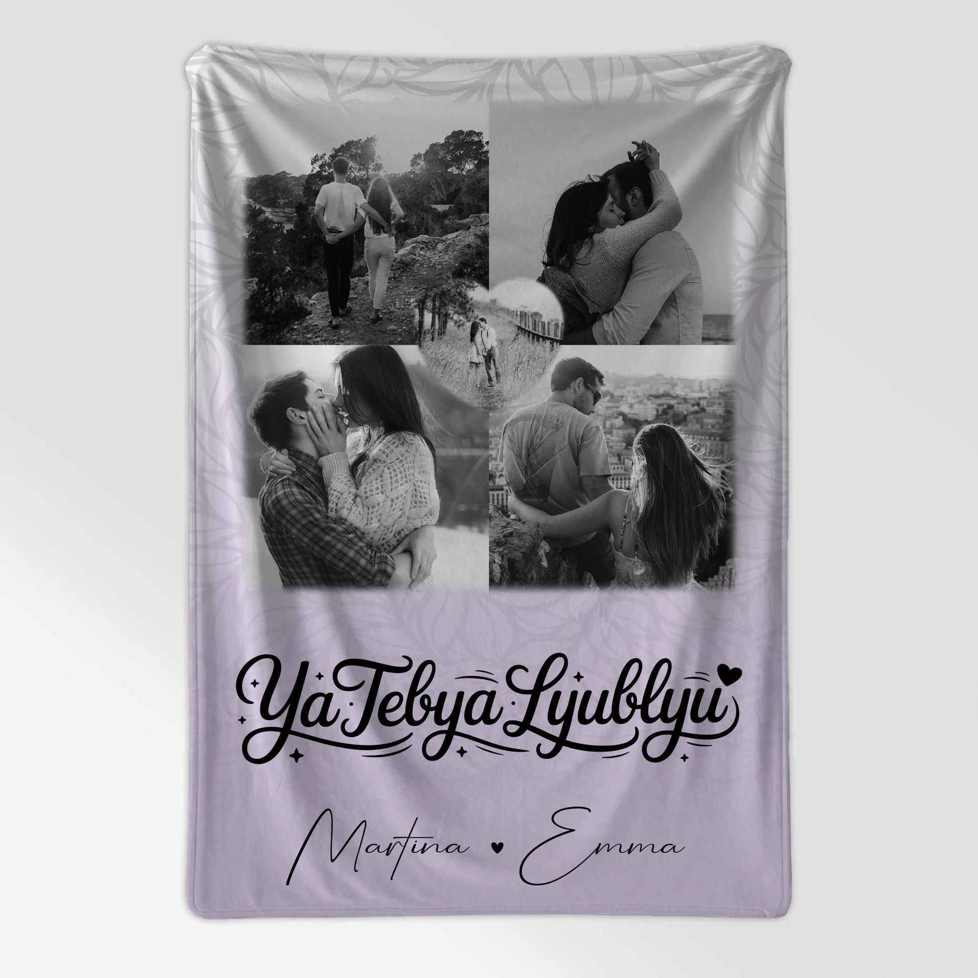 Personalisierte Kuscheldecke Mit Namen 4 Fotos und 1 Herz Foto Ya tebya lyublyu Liebe auf Russisch 7
