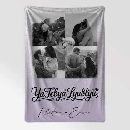 Personalisierte Kuscheldecke Mit Namen 4 Fotos und 1 Herz Foto Ya tebya lyublyu Liebe auf Russisch 7