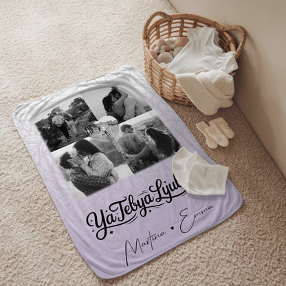 Personalisierte Kuscheldecke Mit Namen 4 Fotos und 1 Herz Foto Ya tebya lyublyu Liebe auf Russisch 2