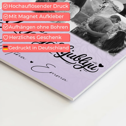 Magnetposter Fotoboard mit 4 Fotos und Herz Foto Ya tebya lyublyu Liebe auf Russisch 4