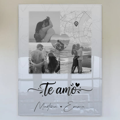 Personalisierte Geschenke mit Foto Mit Acrylglas 3 Fotos und Herz Foto Karte Te amo Liebe auf Spanisch