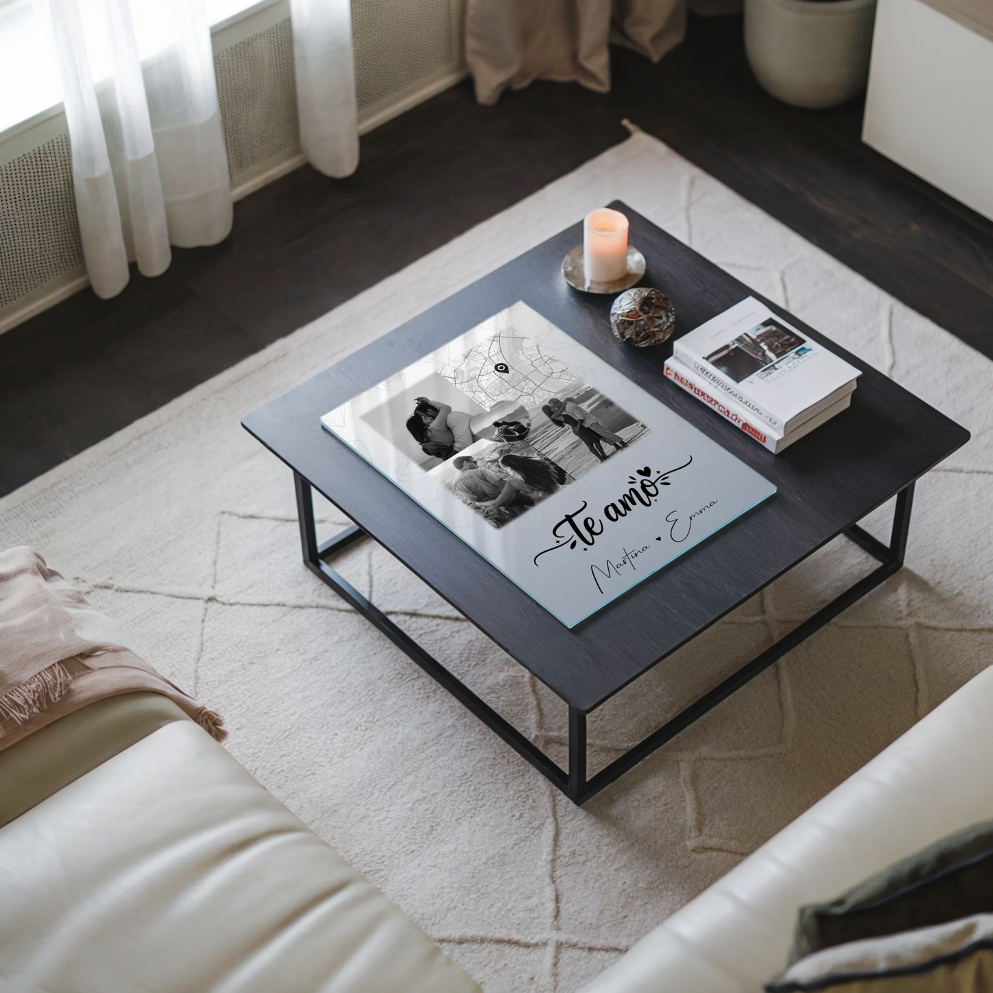 Personalisierte Geschenke mit Foto Mit Acrylglas 3 Fotos und Herz Foto Karte Te amo Liebe auf Spanisch