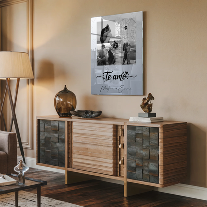 Personalisierte Geschenke mit Foto Mit Acrylglas 3 Fotos und Herz Foto Karte Te amo Liebe auf Spanisch