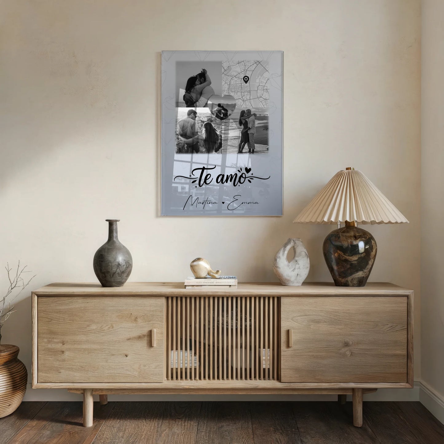 Personalisierte Geschenke mit Foto Mit Acrylglas 3 Fotos und Herz Foto Karte Te amo Liebe auf Spanisch