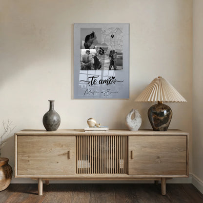 Personalisierte Geschenke mit Foto Mit Acrylglas 3 Fotos und Herz Foto Karte Te amo Liebe auf Spanisch