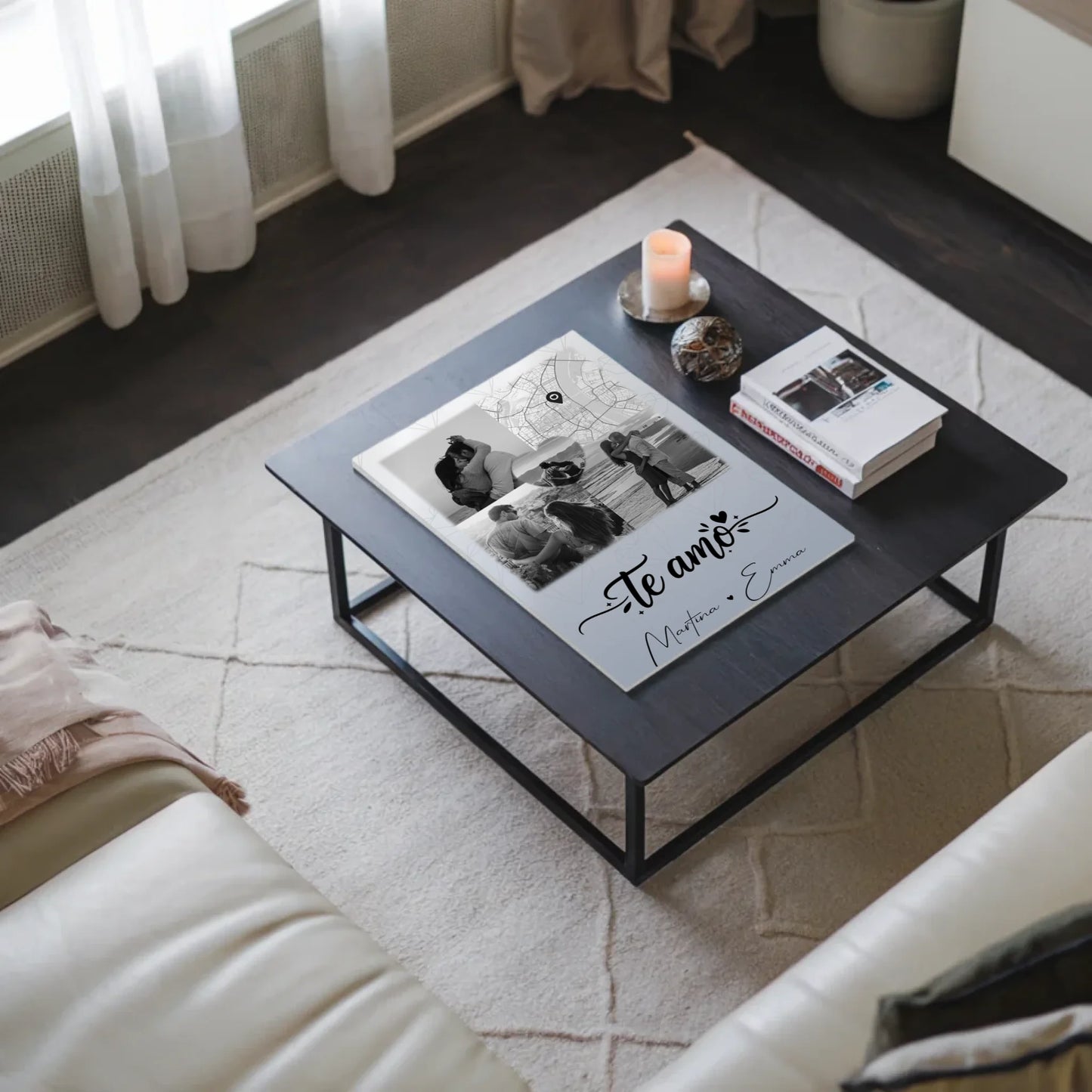 Magnetposter Fotoboard mit 3 Fotos und Herz Foto Karte Te amo Liebe auf Spanisch 3