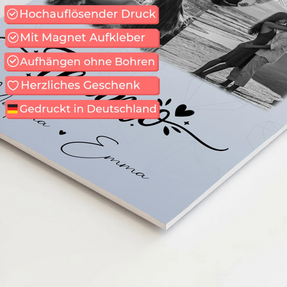 Magnetposter Fotoboard mit 3 Fotos und Herz Foto Karte Te amo Liebe auf Spanisch