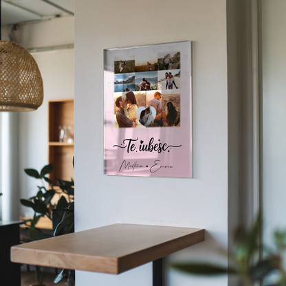 Personalisierte Acrylglas Mit Foto mit 8 Fotos und 1 Herz Foto Te iubesc Liebe auf Rumänisch