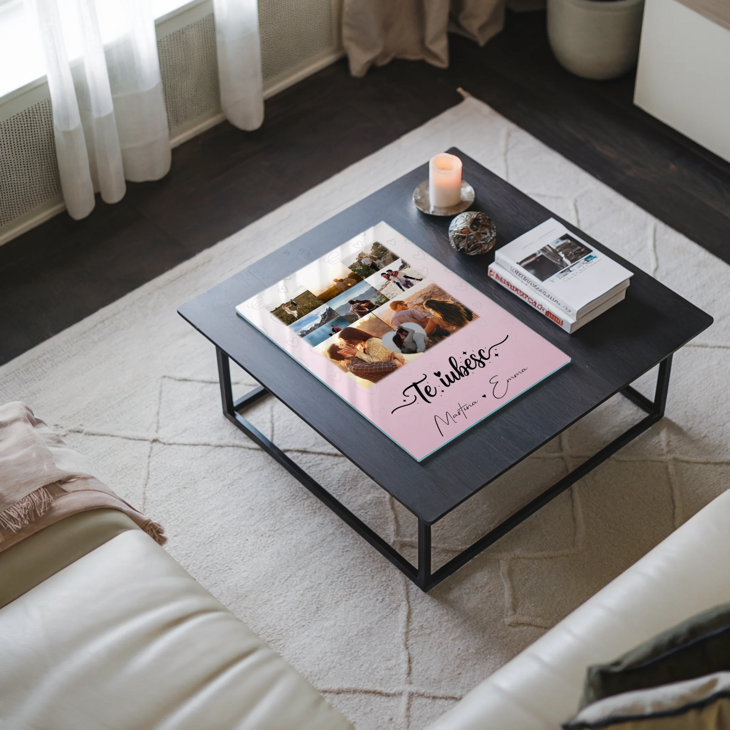 Personalisierte Acrylglas Mit Foto mit 8 Fotos und 1 Herz Foto Te iubesc Liebe auf Rumänisch