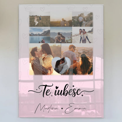 Personalisierte Acrylglas Mit Foto mit 8 Fotos und 1 Herz Foto Te iubesc Liebe auf Rumänisch