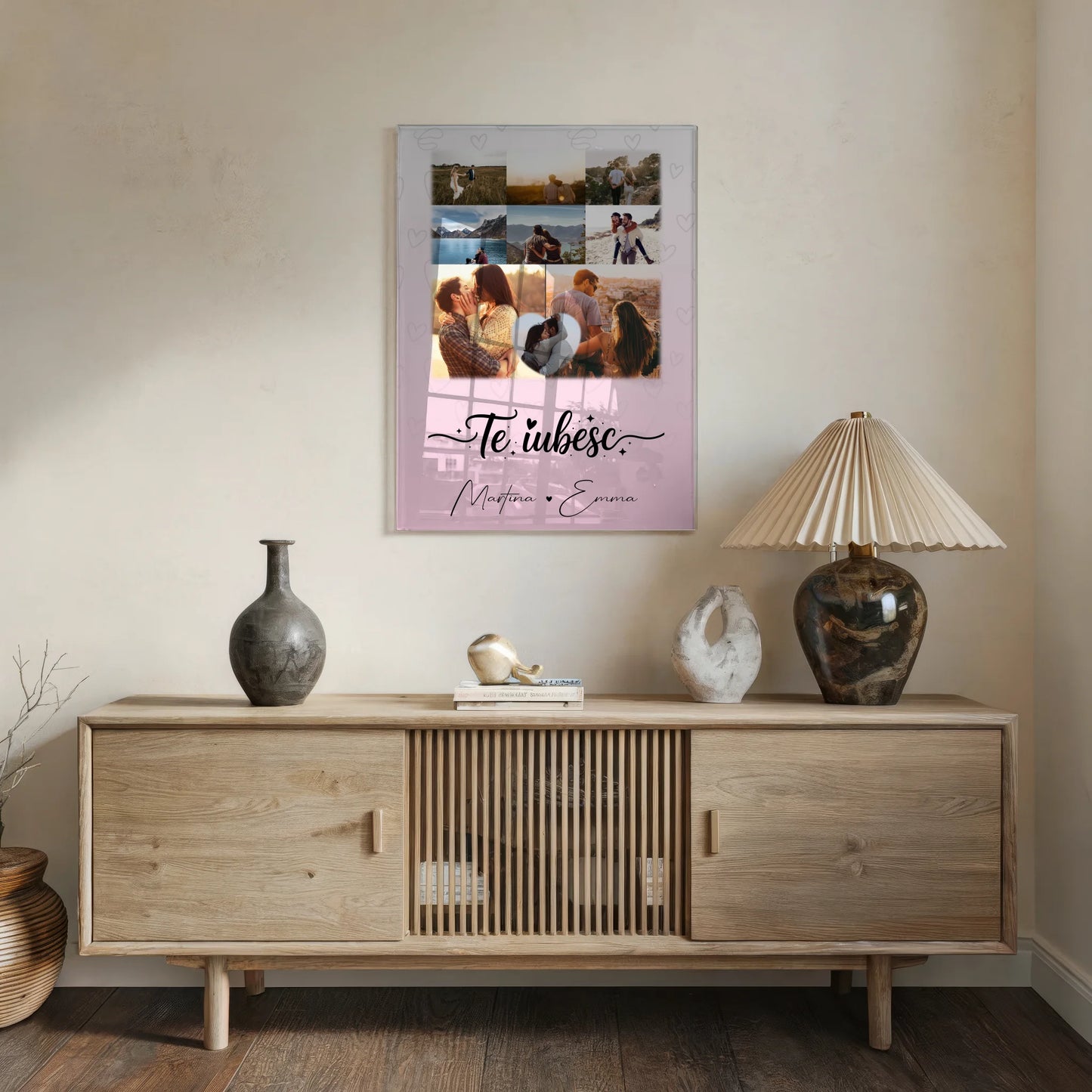 Personalisierte Acrylglas Mit Foto mit 8 Fotos und 1 Herz Foto Te iubesc Liebe auf Rumänisch