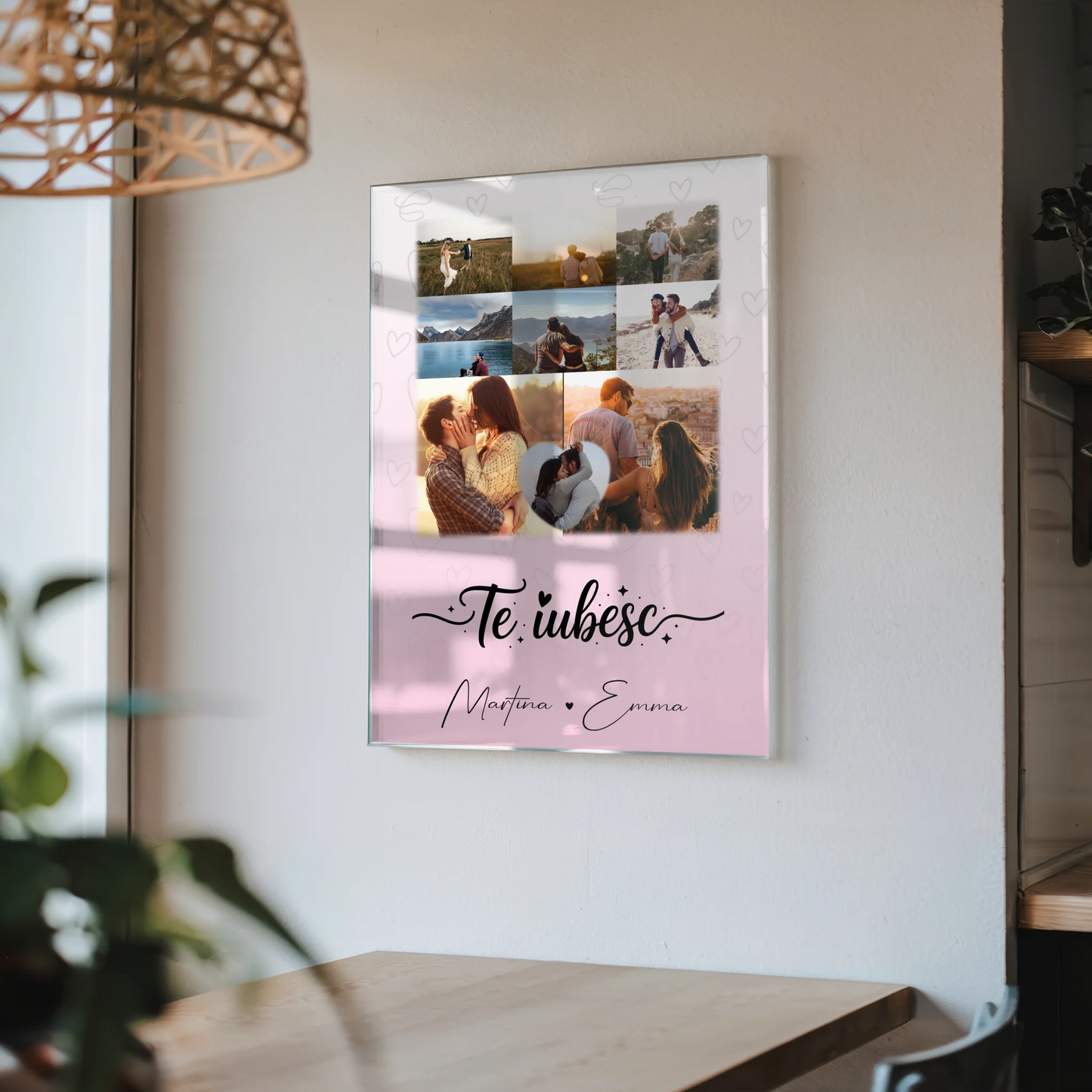 Personalisierte Acrylglas Mit Foto mit 8 Fotos und 1 Herz Foto Te iubesc Liebe auf Rumänisch