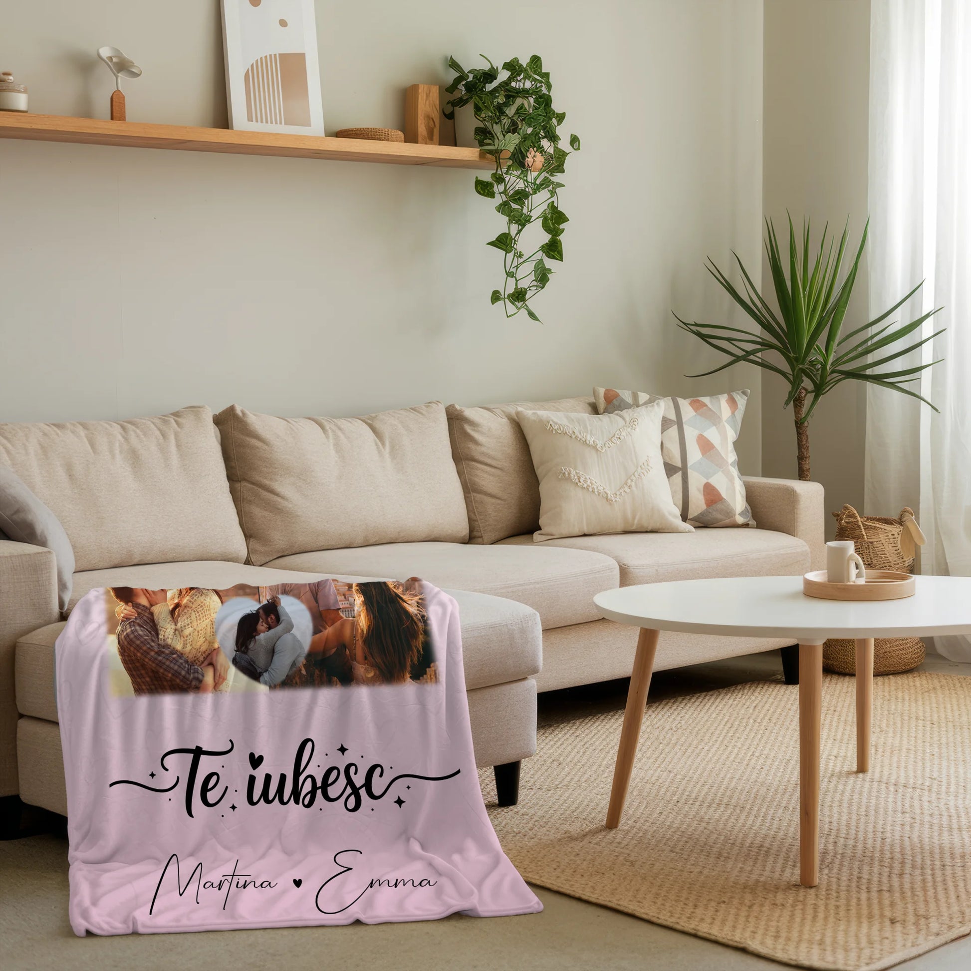 Kuscheldecke Mit Namen 8 Fotos und 1 Herz Foto Te iubesc Liebe auf Rumänisch personalisiertes Geschenk 4