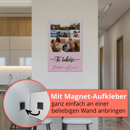 Personalisierbares Fotoboard Magnet Wandbild mit 8 Fotos und 1 Herz Foto Te iubesc Liebe auf Rumänisch 5