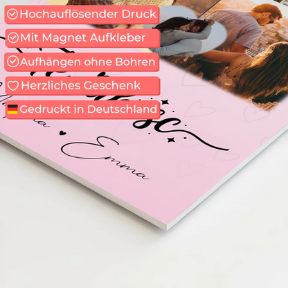 Personalisierbares Fotoboard Magnet Wandbild mit 8 Fotos und 1 Herz Foto Te iubesc Liebe auf Rumänisch