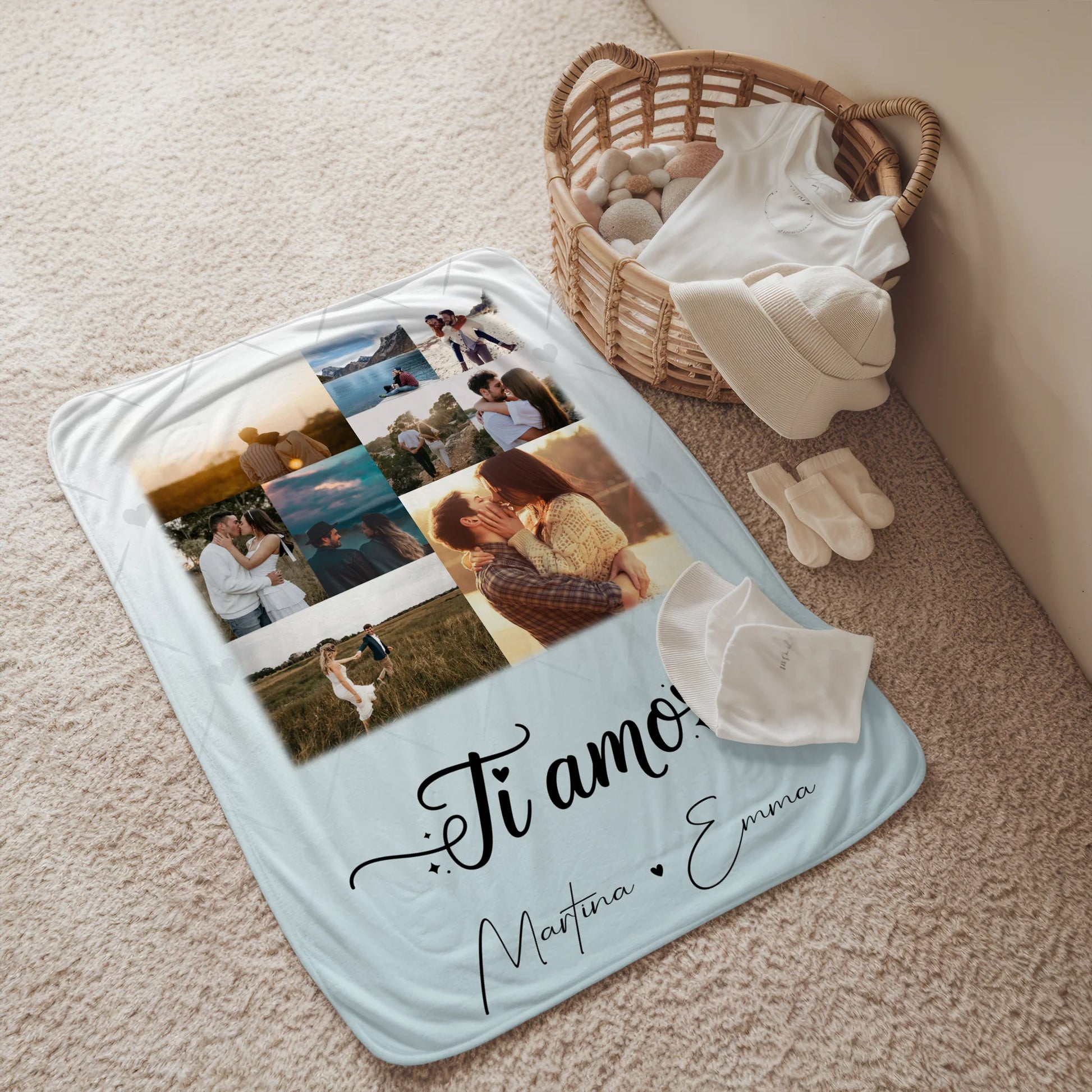 Personalisierte Kuscheldecke Mit Namen 9 Fotos Ti amo Liebe auf Italienisch Geschenk 2