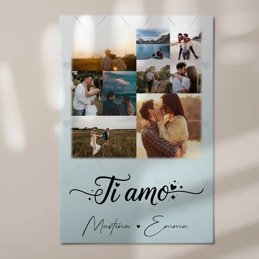Magnetposter Fotoboard mit 9 Fotos Ti amo Liebe auf Italienisch personalisiertes Geschenk 1